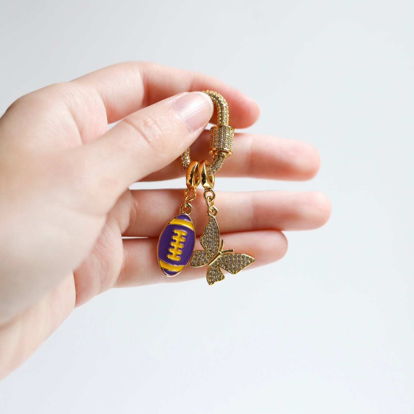 Purple and Yellow Football Lock Charm