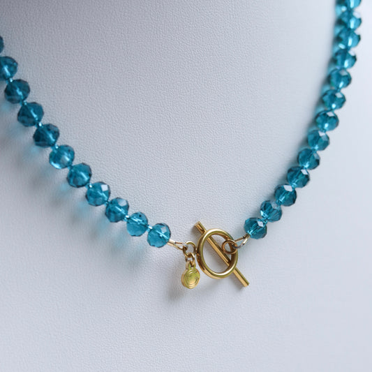 Sea Blue Crystal Toggle Necklace