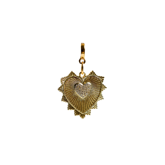 Pavé Heart Burst Lock Charm