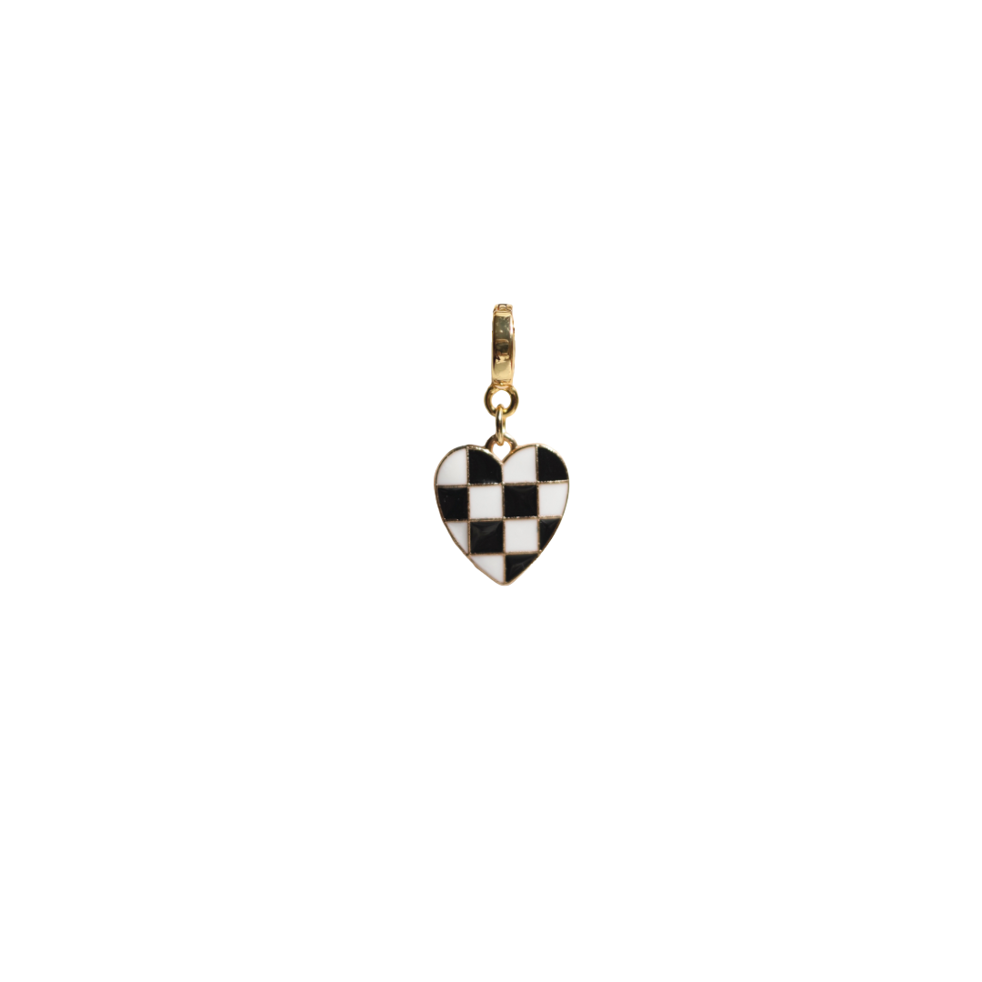 Checkered Heart Lock Charm