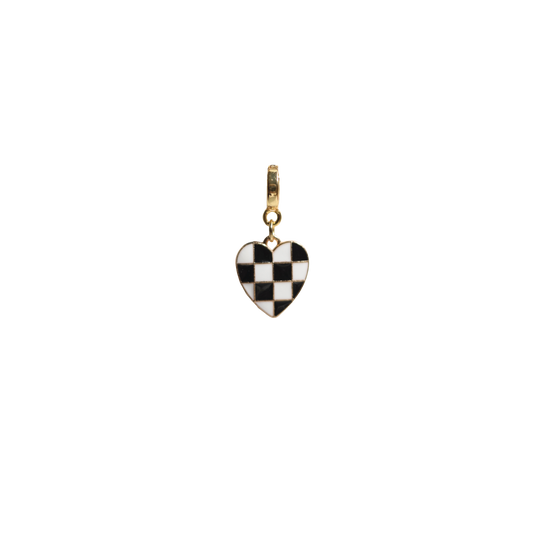 Checkered Heart Lock Charm