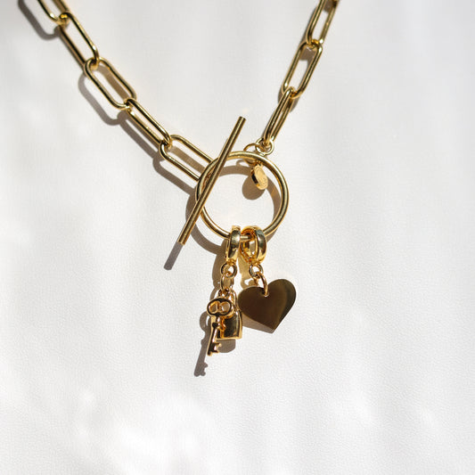 Gold Paperclip Toggle Necklace