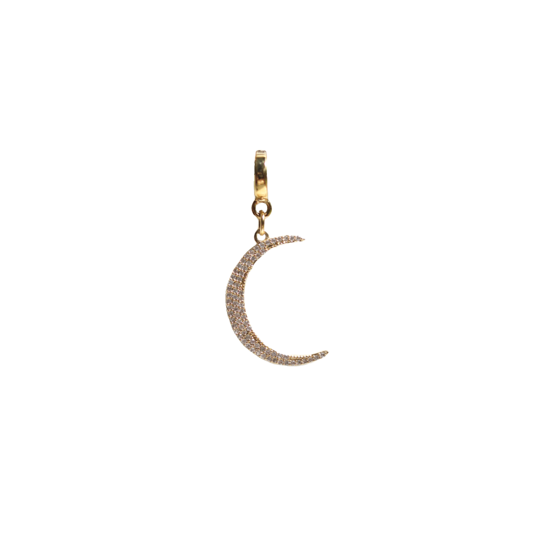 Pavé Crecent Moon Lock Charm
