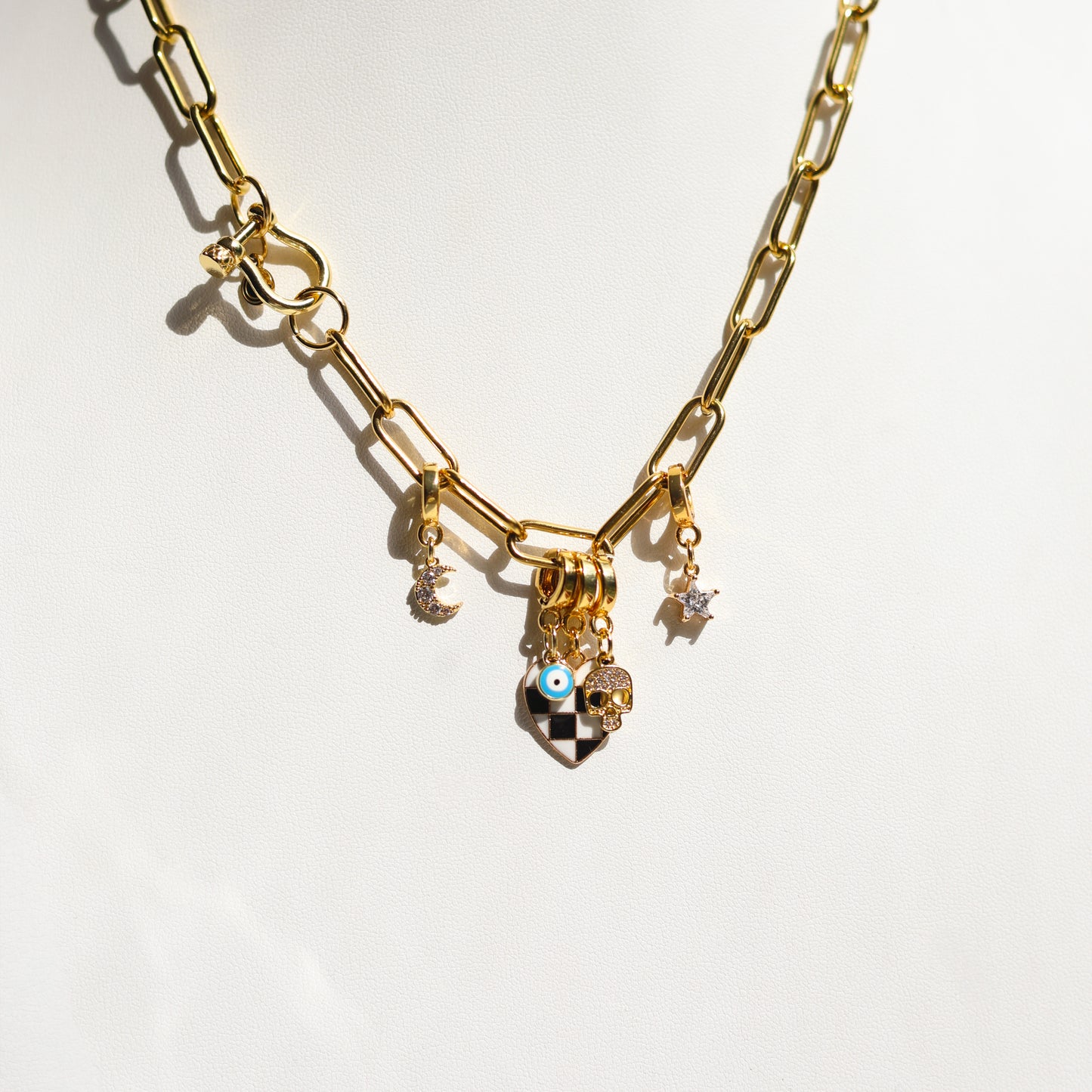 Checkered Heart Lock Charm