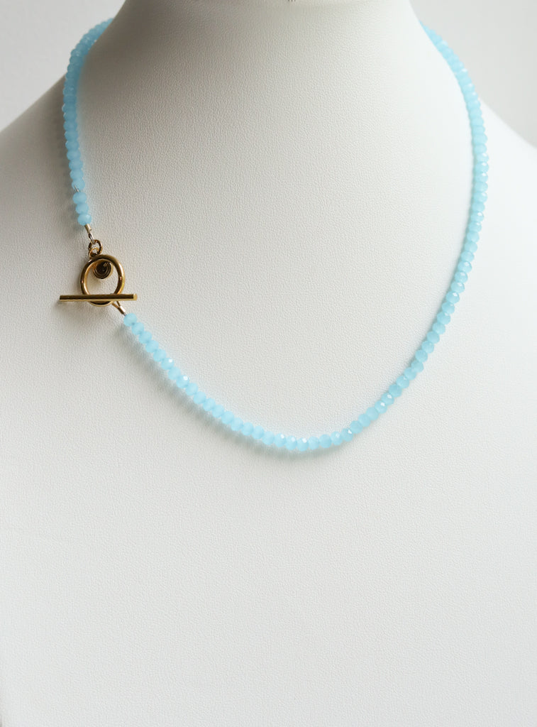 Delicate Blue Crystal Toggle Necklaces