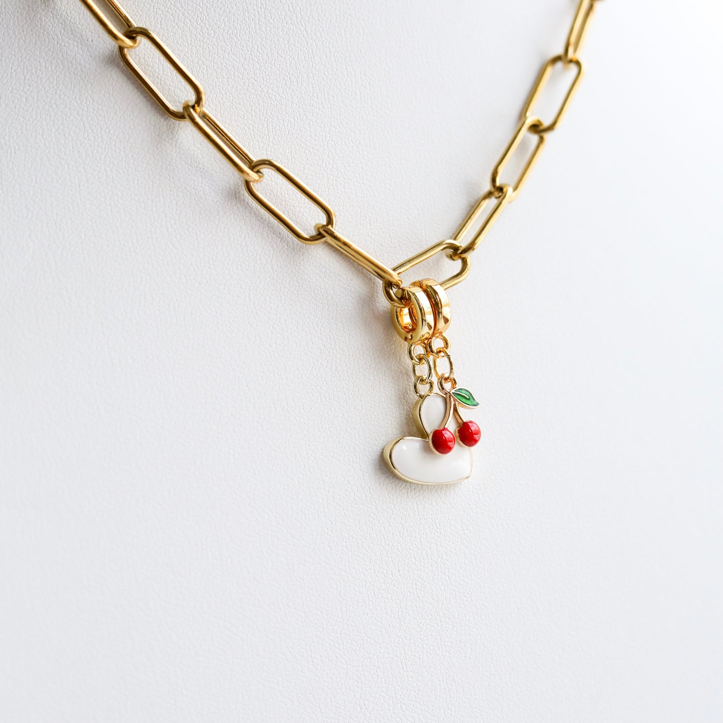 Enamel Cherry Lock Charm