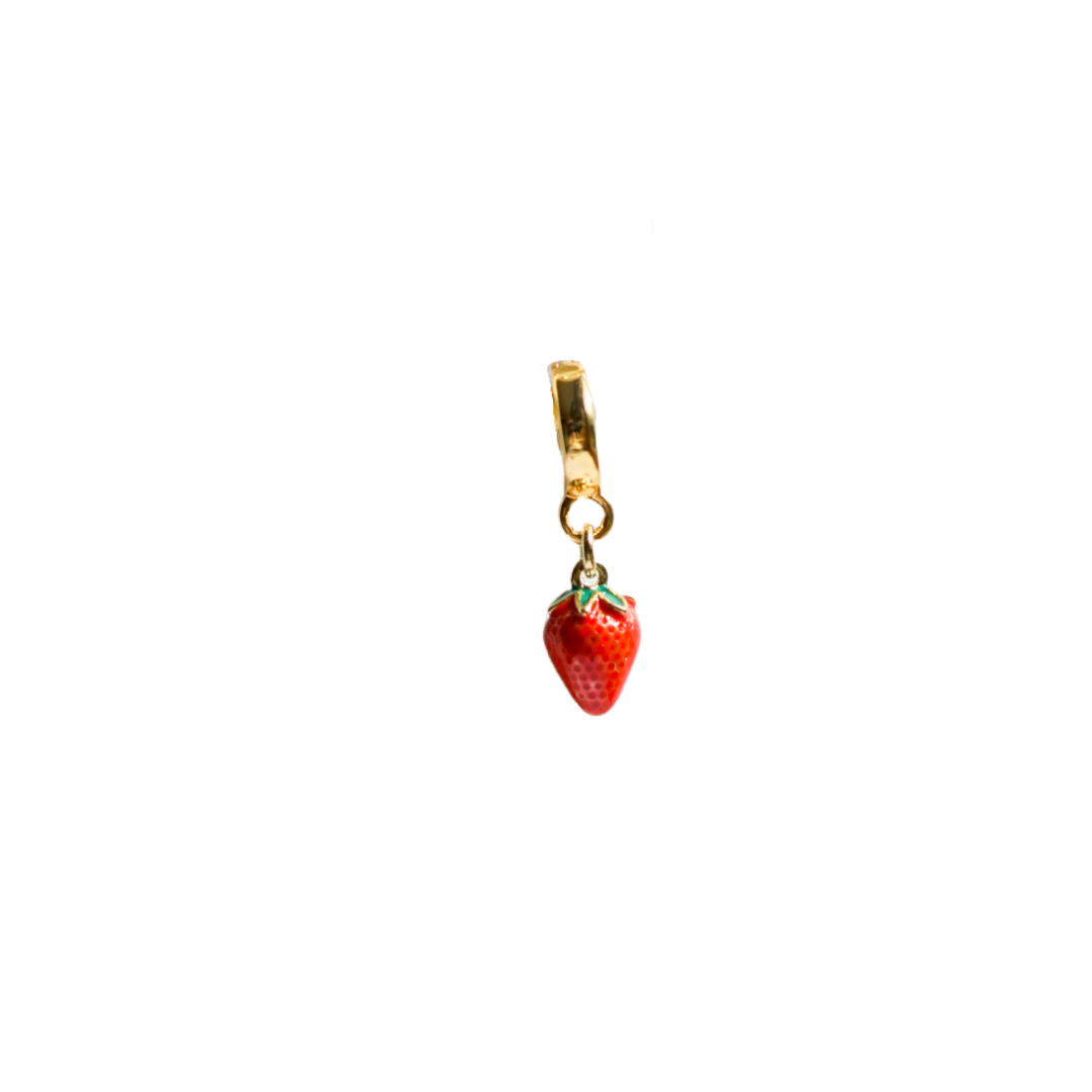 Enamel Strawberry Lock Charm