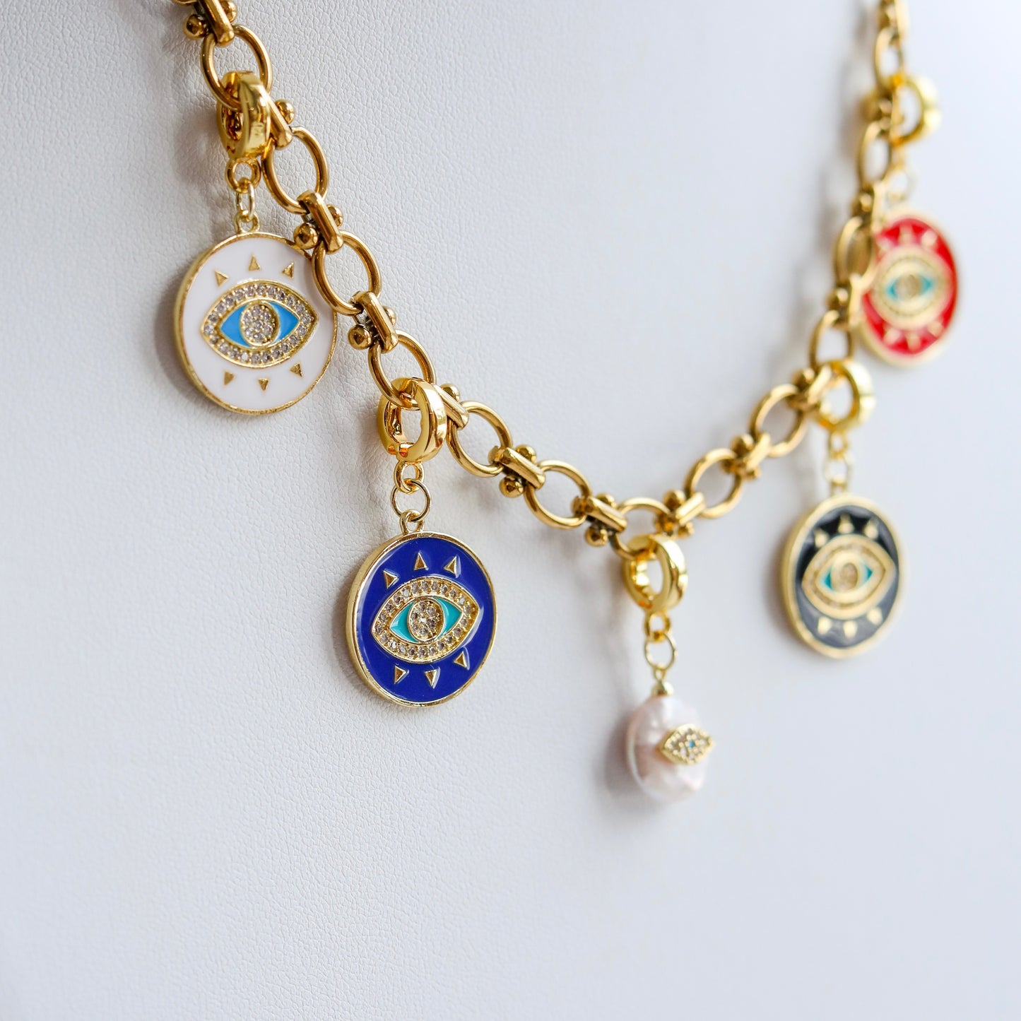 Pearl Evil Eye Lock Charm