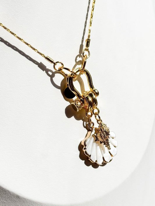 Perfect Mother of Pearl Scallop Shell Lock Charm