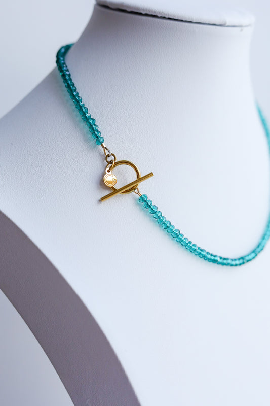 Delicate Blue Crystal Toggle Necklaces