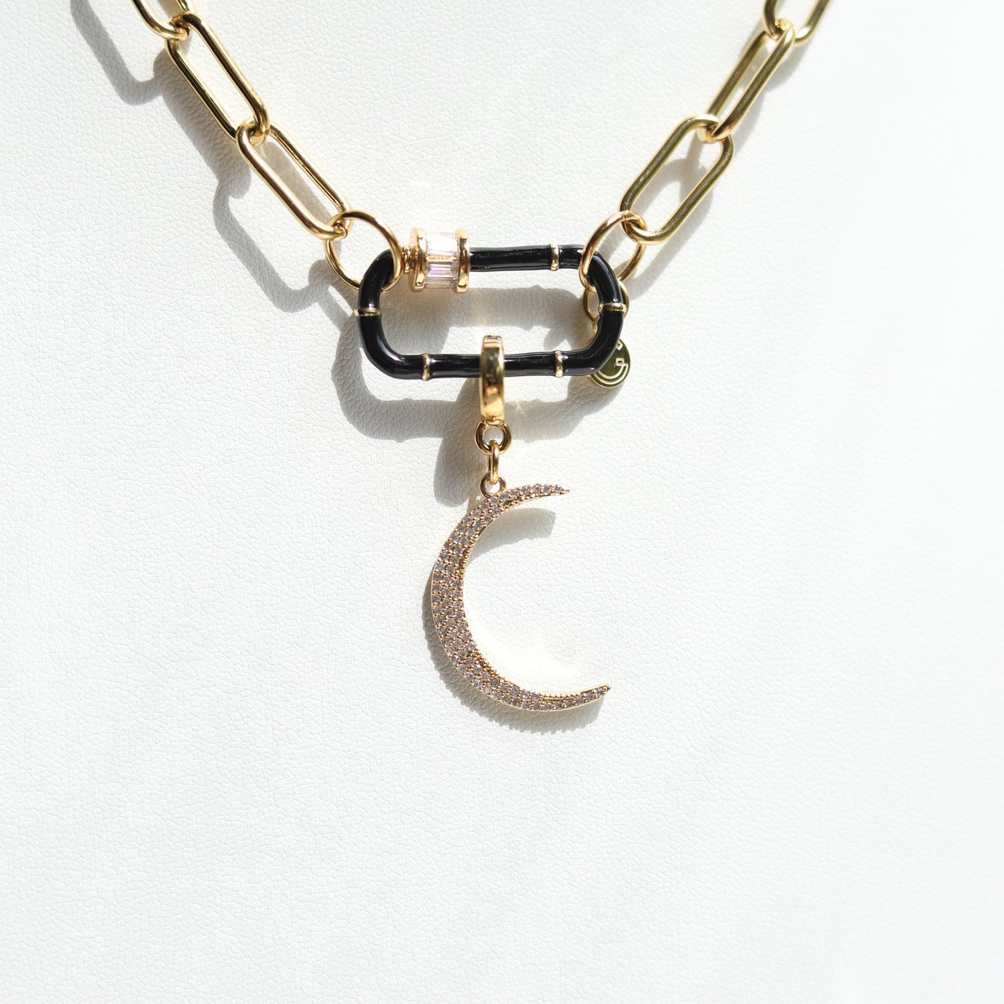 Pavé Crecent Moon Lock Charm