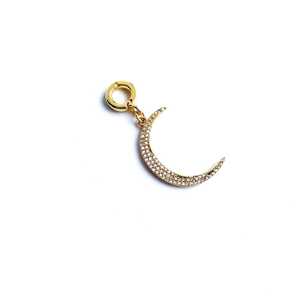 Pavé Crecent Moon Lock Charm