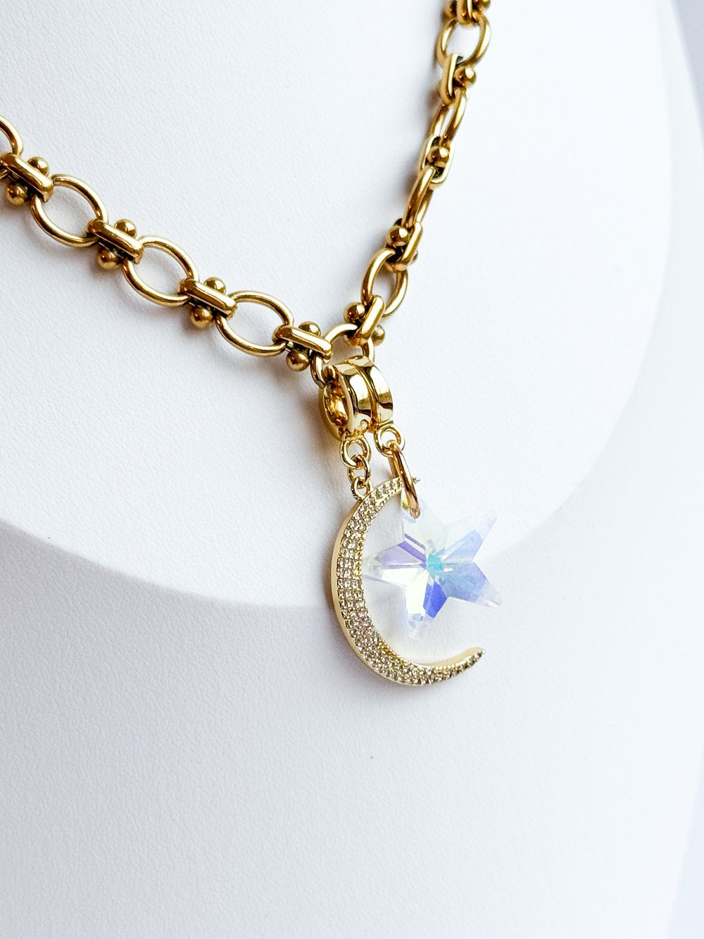 Pavé Crecent Moon Lock Charm
