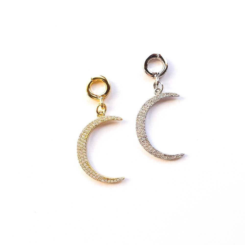 Pavé Crecent Moon Lock Charm