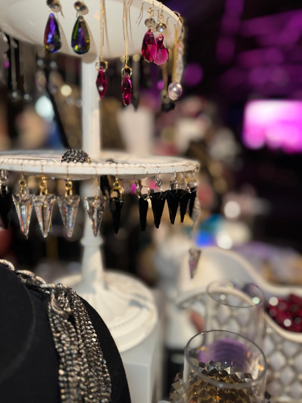 Black Crystal Spike Earrings