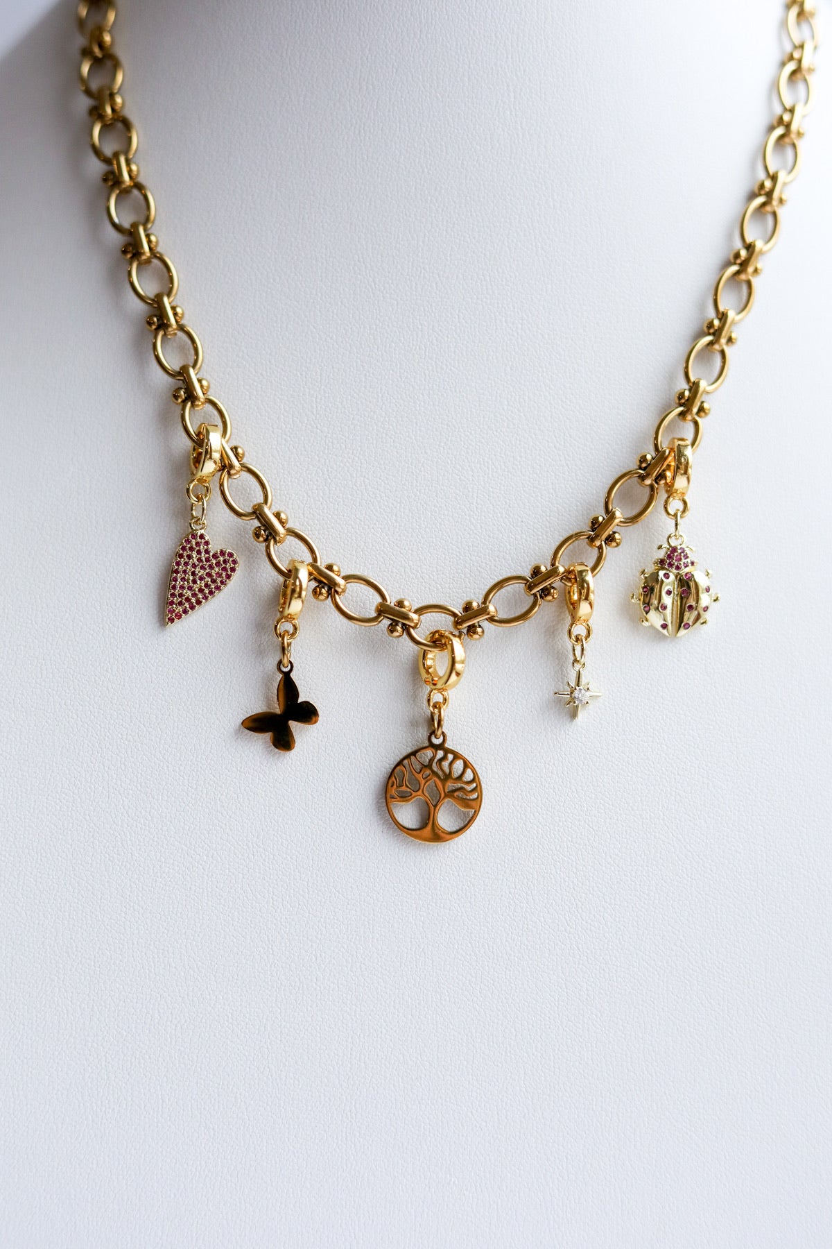 Ruby Pavé Heart Lock Charm