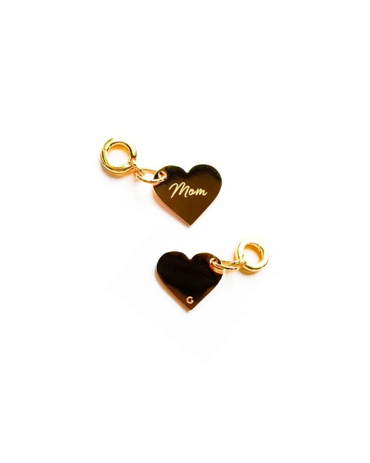 Mom Engraved Heart Lock Charms