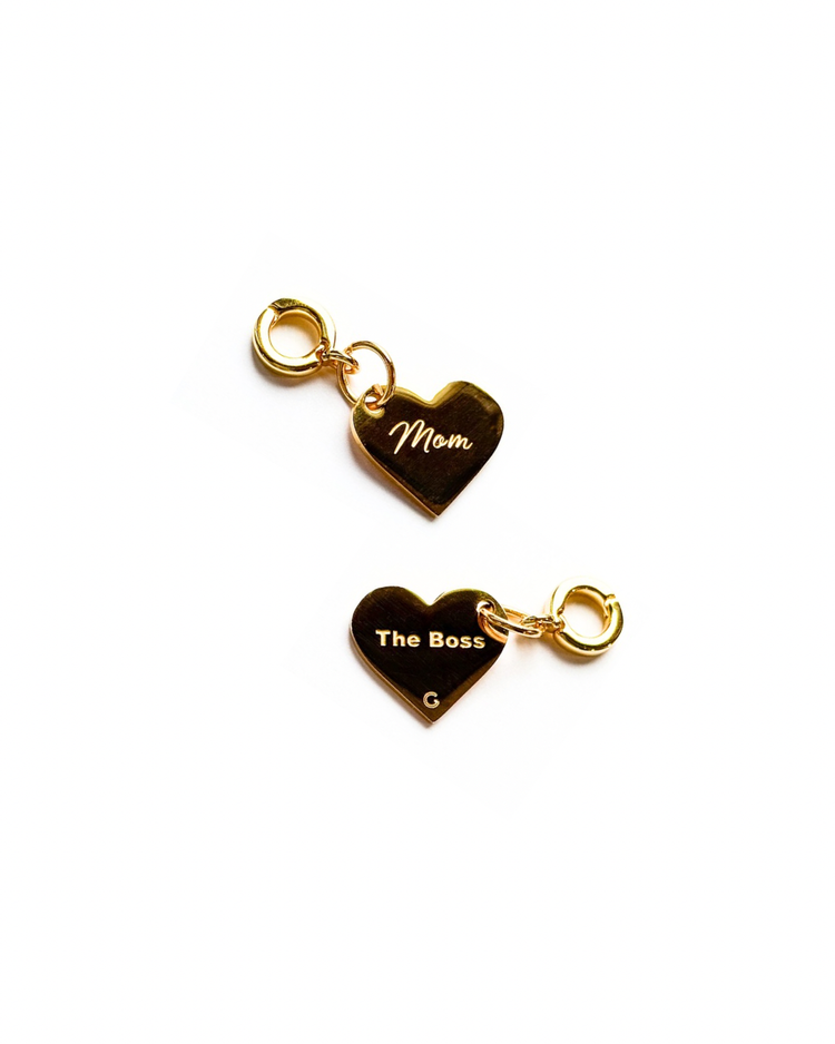 Mom Engraved Heart Lock Charms