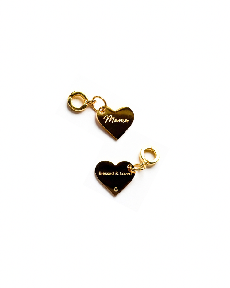 Mom Engraved Heart Lock Charms