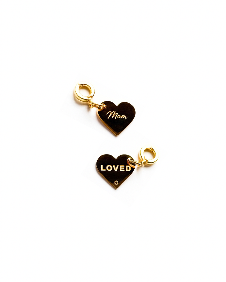 Mom Engraved Heart Lock Charms