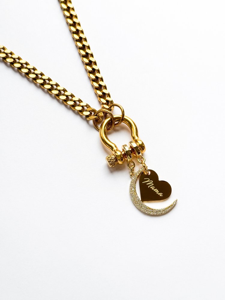 Mom Engraved Heart Lock Charms