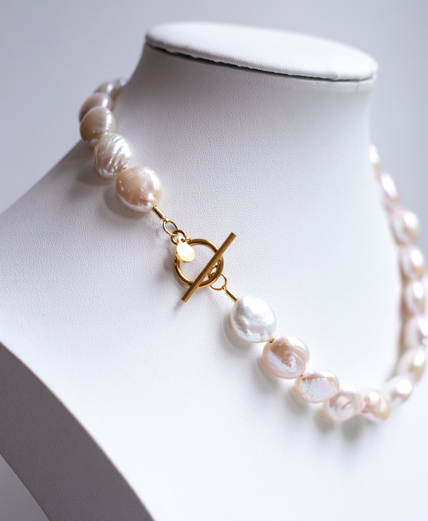 Strung Coin Pearl Toggle Necklace
