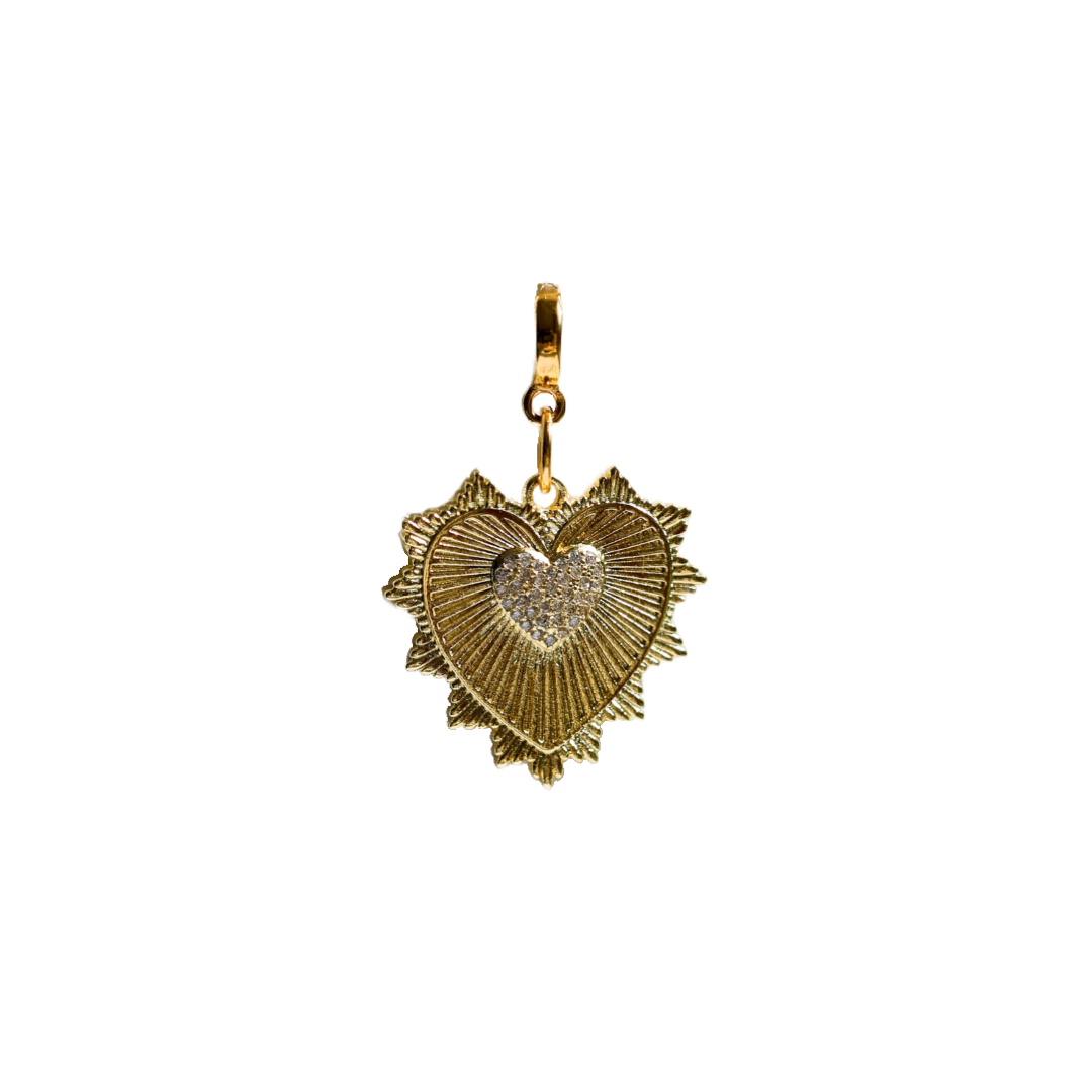 Pavé Heart Burst Lock Charm