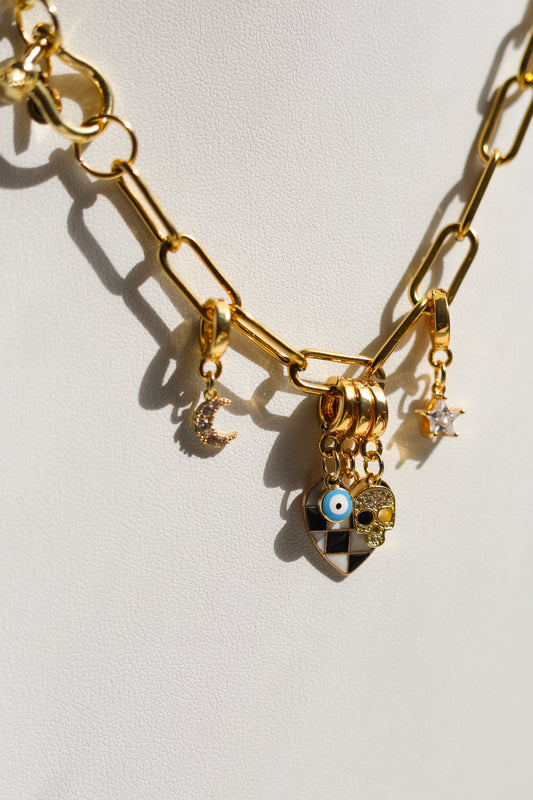 Checkered Heart Lock Charm