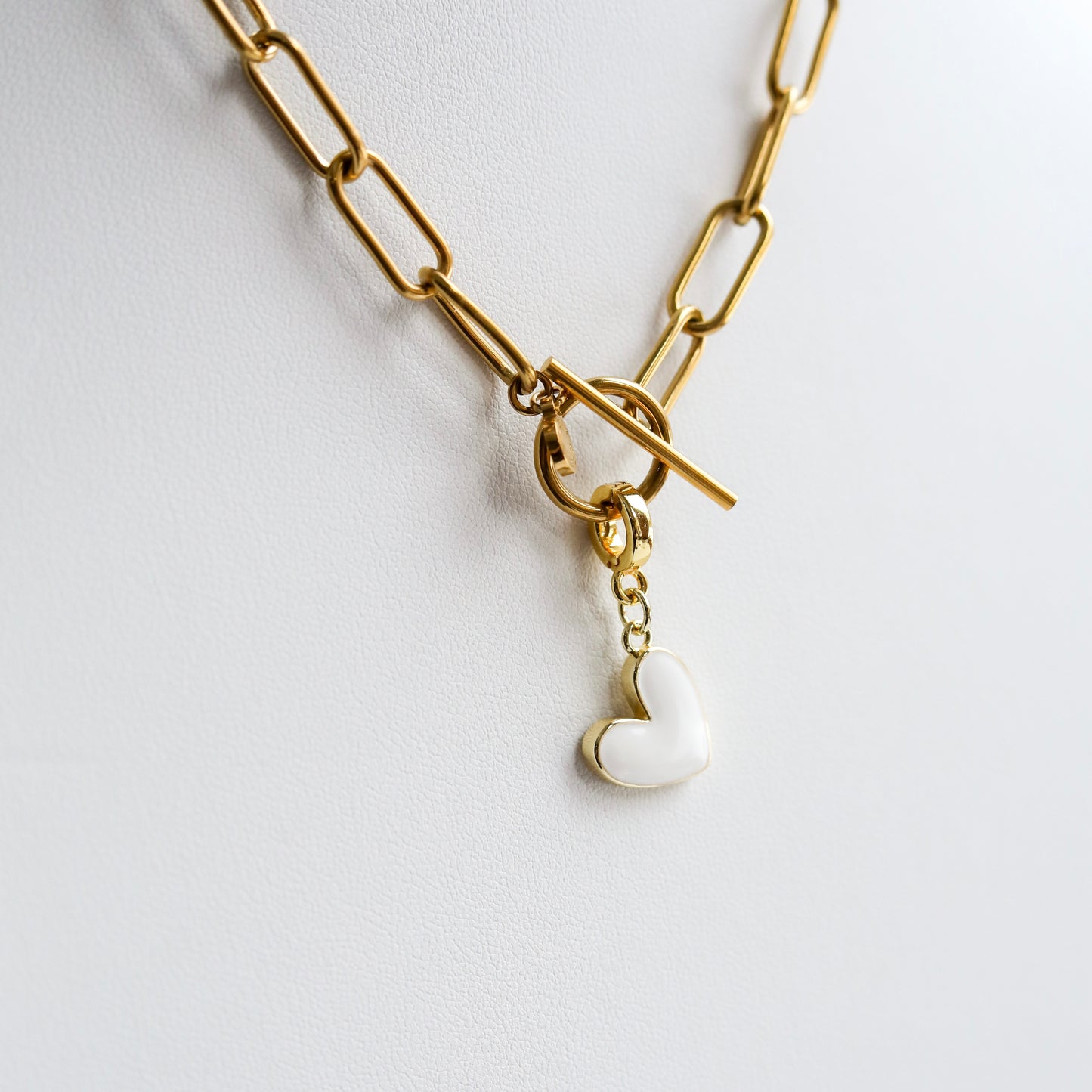 Tilted White Heart Lock Charm