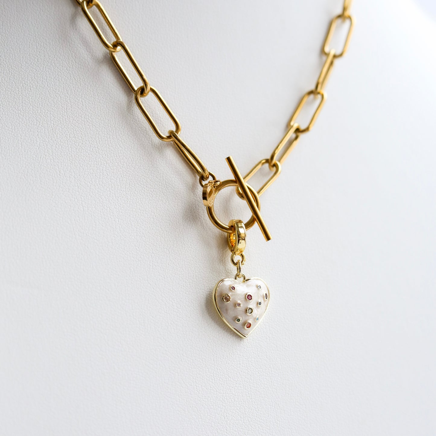 Polka Dot Heart Lock Charm