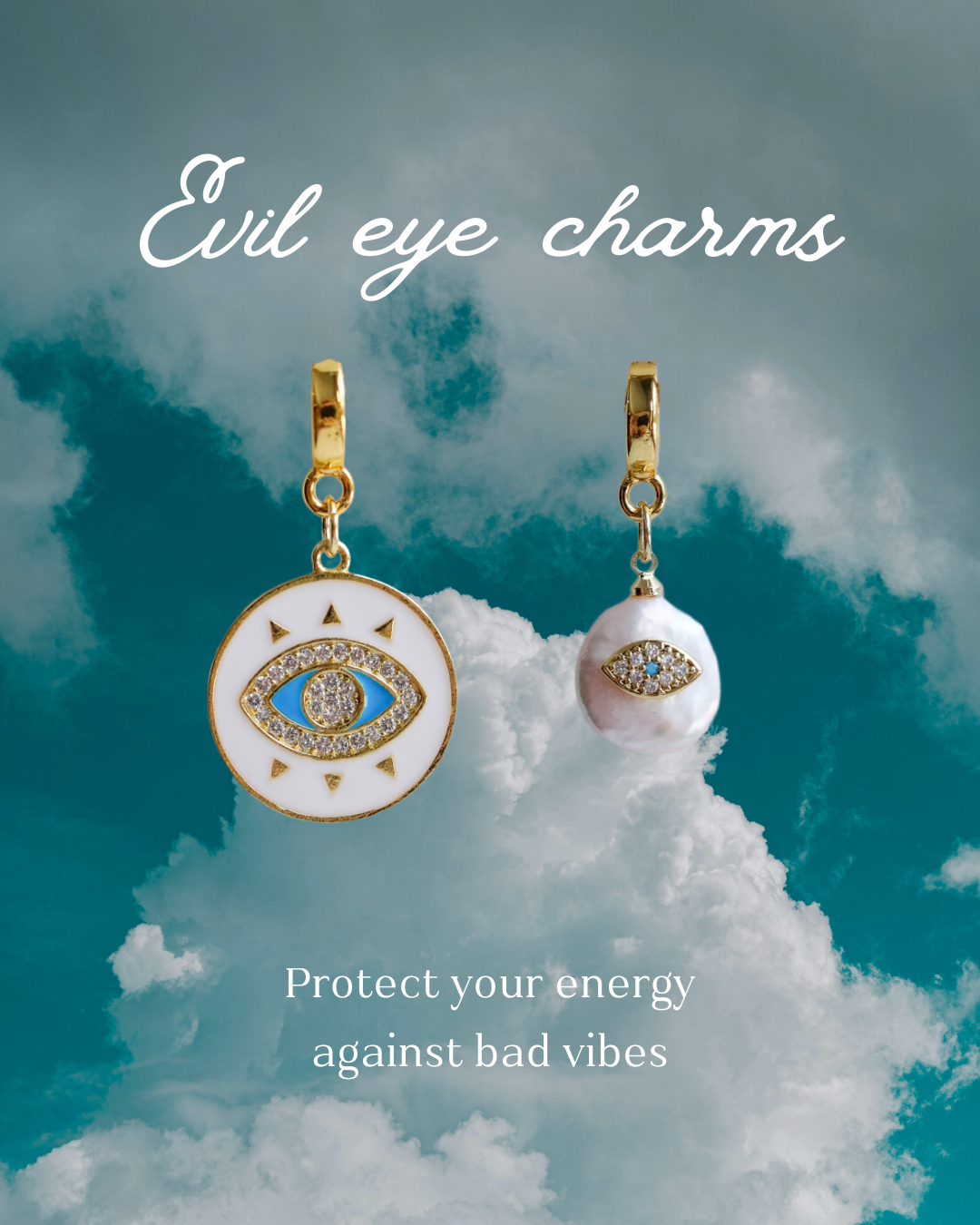 Pearl Evil Eye Lock Charm