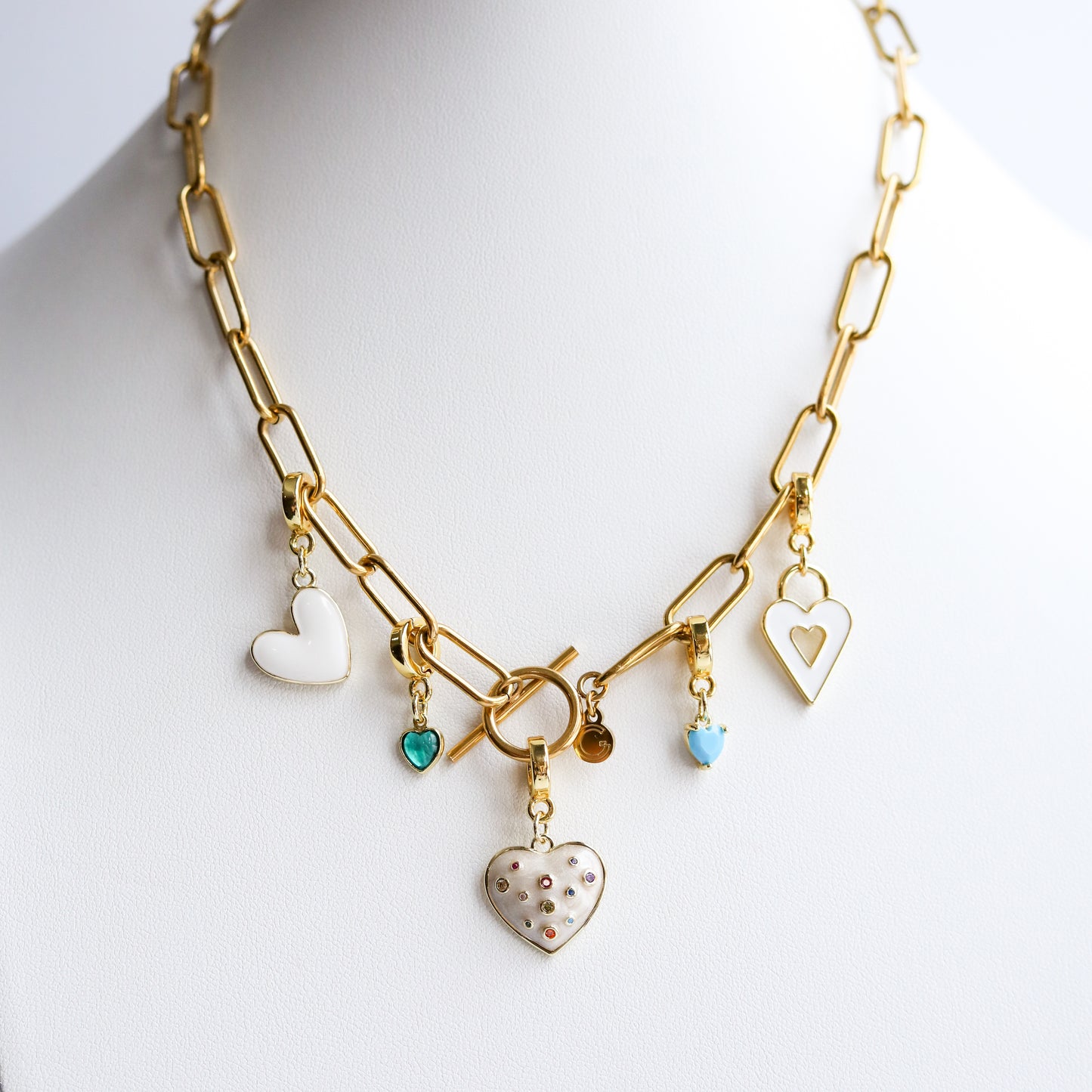 Polka Dot Heart Lock Charm