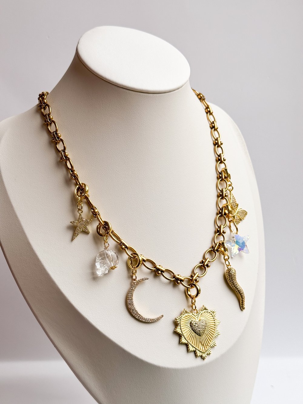 Pavé Heart Burst Lock Charm