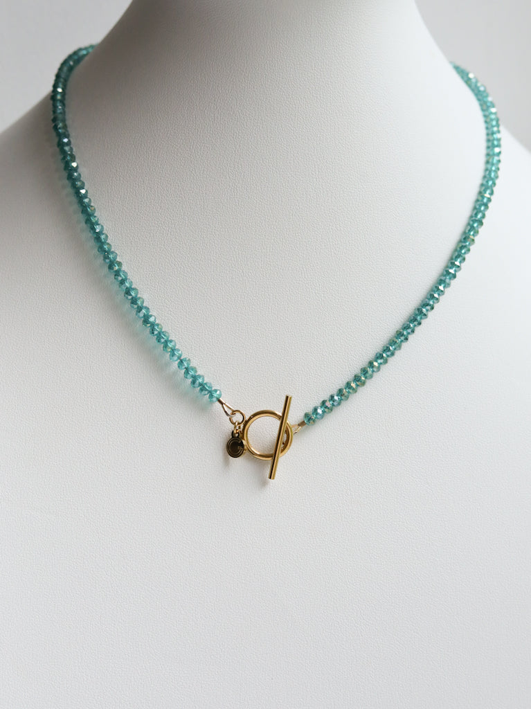 Delicate Blue Crystal Toggle Necklaces