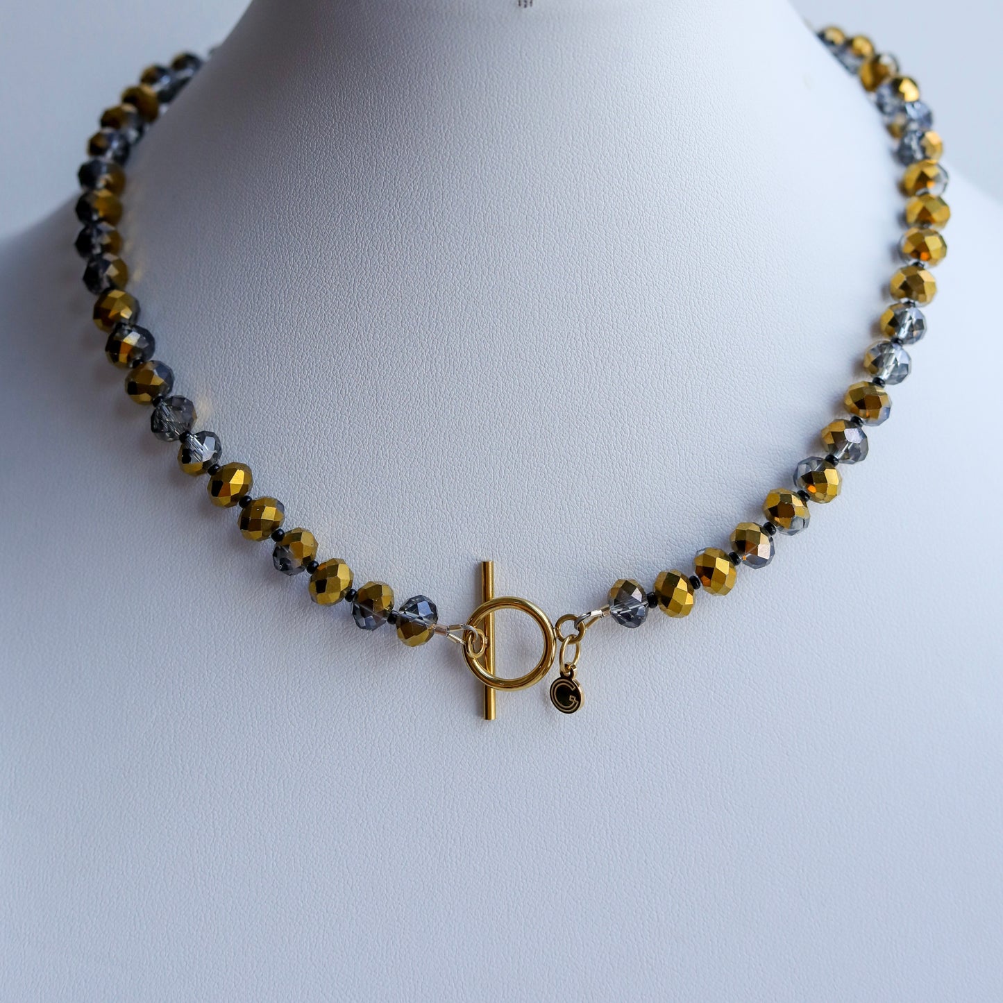 Gold Crystal Toggle Necklace