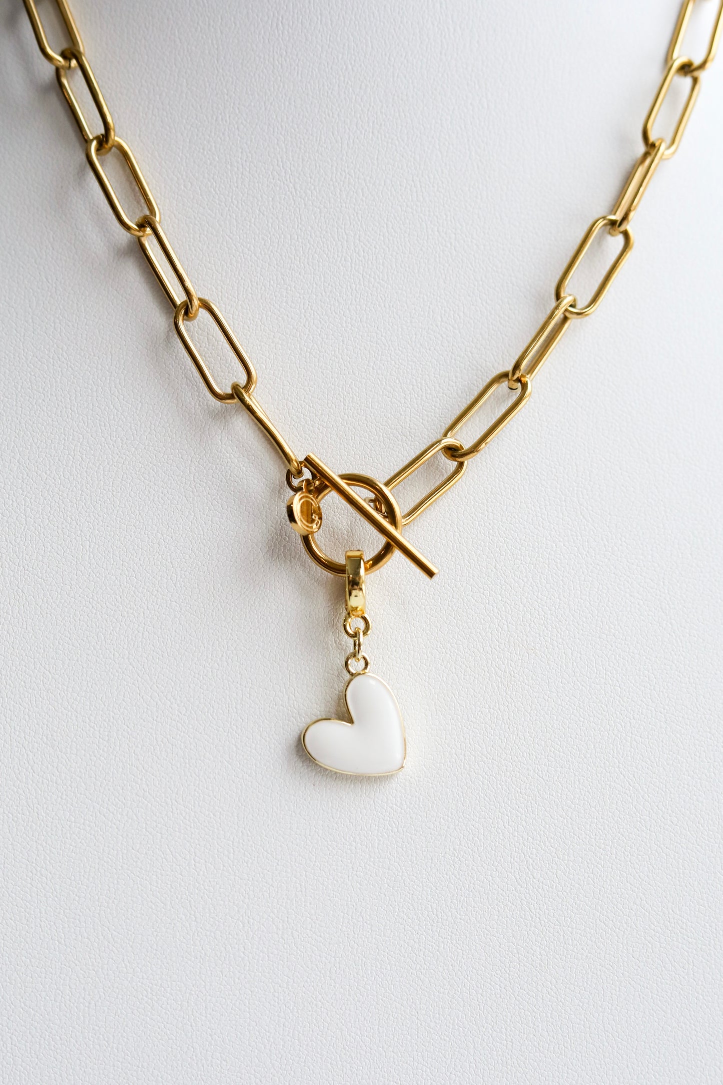 Tilted White Heart Lock Charm