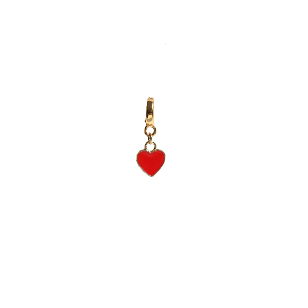 Red Enamel Heart Lock Charm