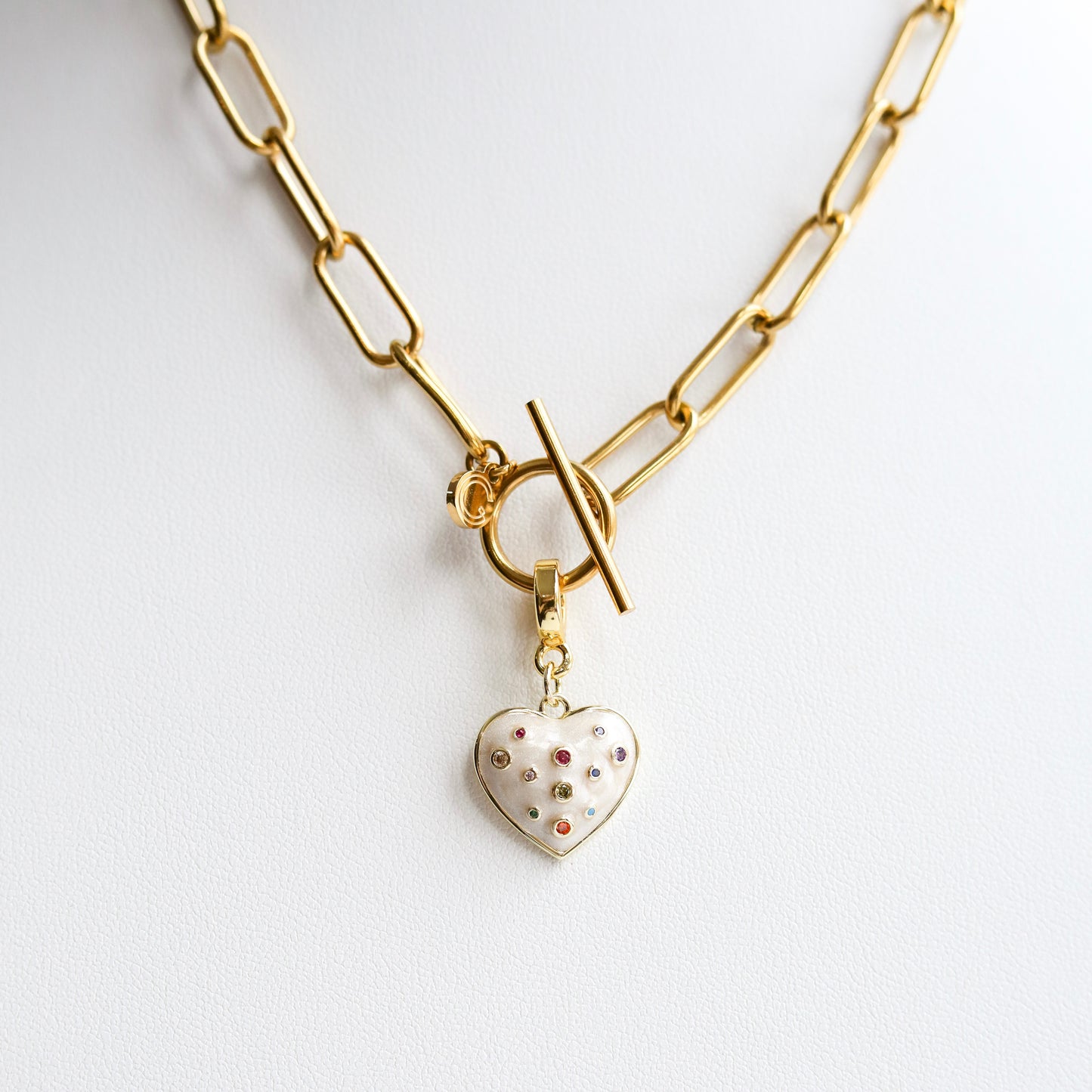 Polka Dot Heart Lock Charm
