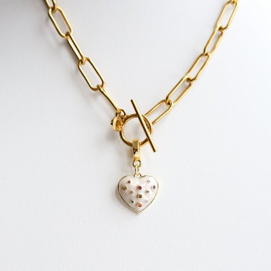 Polka Dot Heart Lock Charm