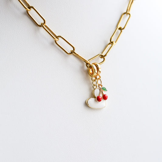 Enamel Cherry Lock Charm