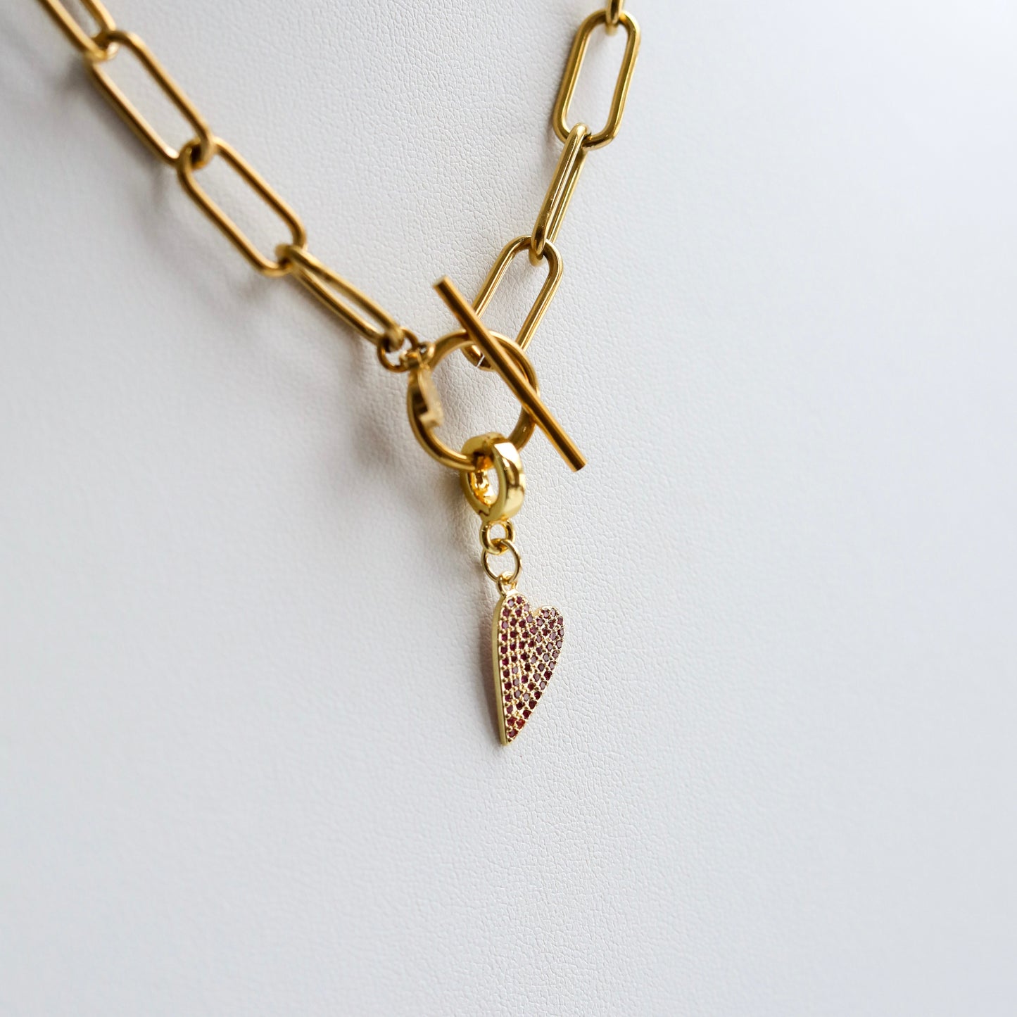 Ruby Pavé Heart Lock Charm