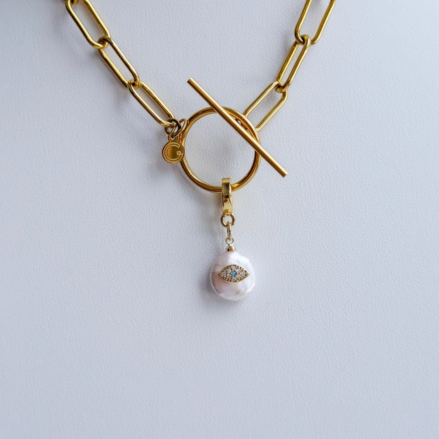Pearl Evil Eye Lock Charm