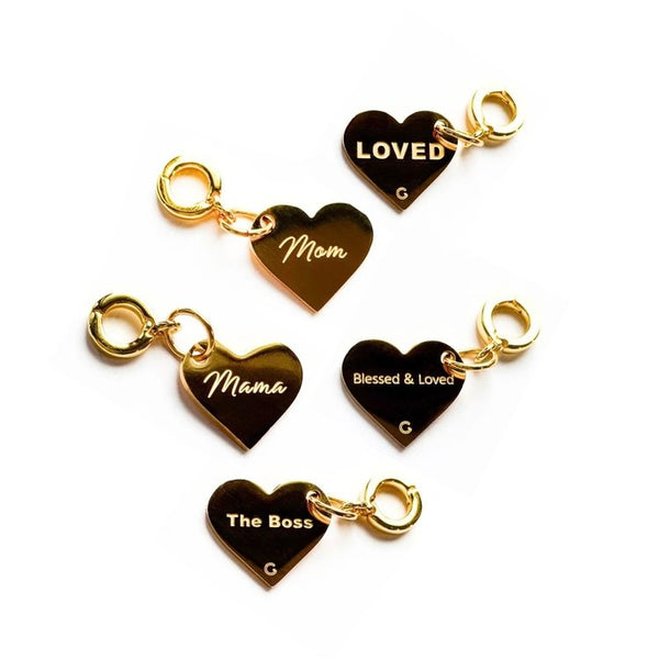 Mom Engraved Heart Lock Charms