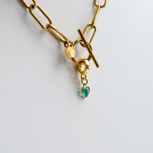 Clear Blue Mini Heart Lock Charm