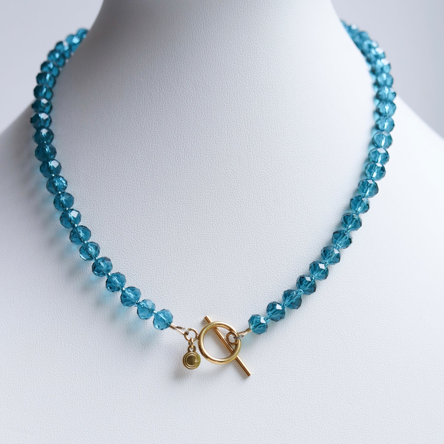 Sea Blue Crystal Toggle Necklace