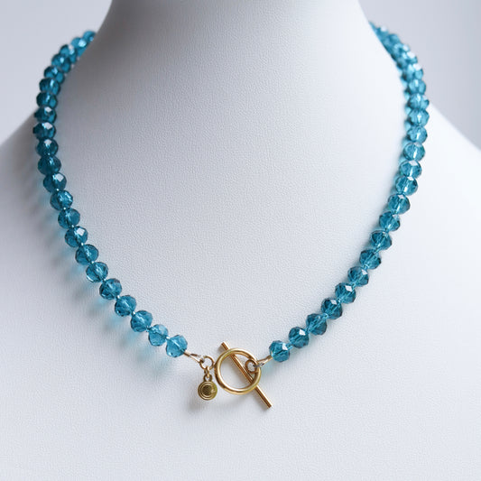 Sea Blue Crystal Toggle Necklace