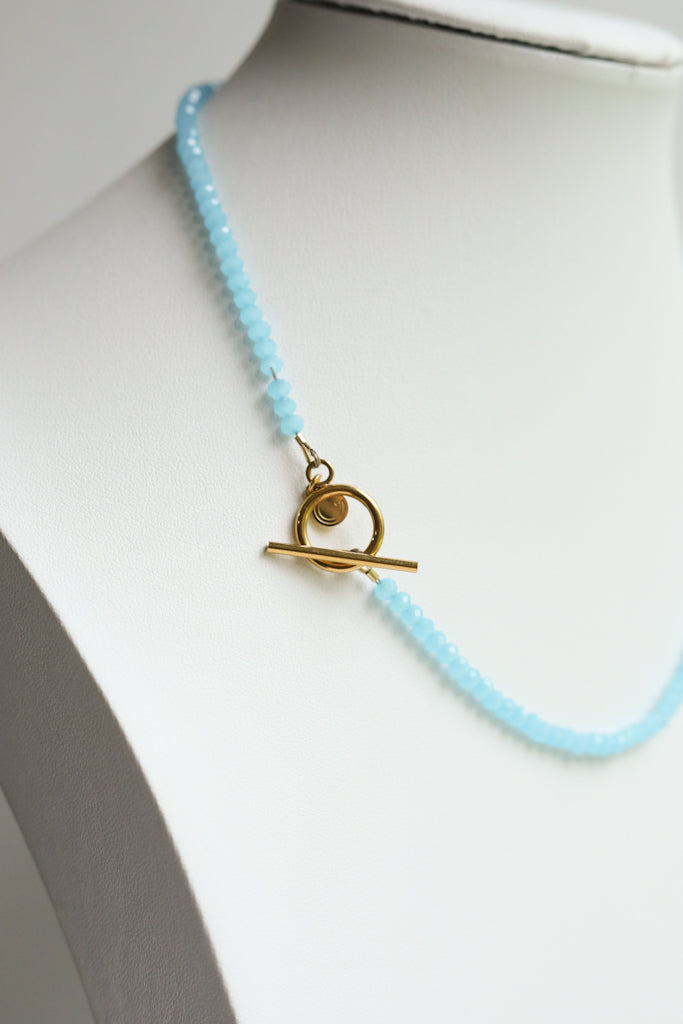 Delicate Blue Crystal Toggle Necklaces