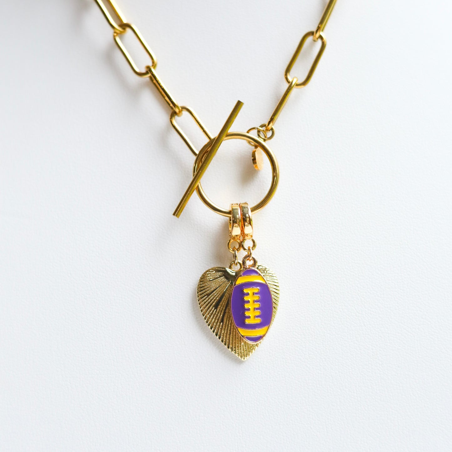 Purple and Yellow Football Lock Charm