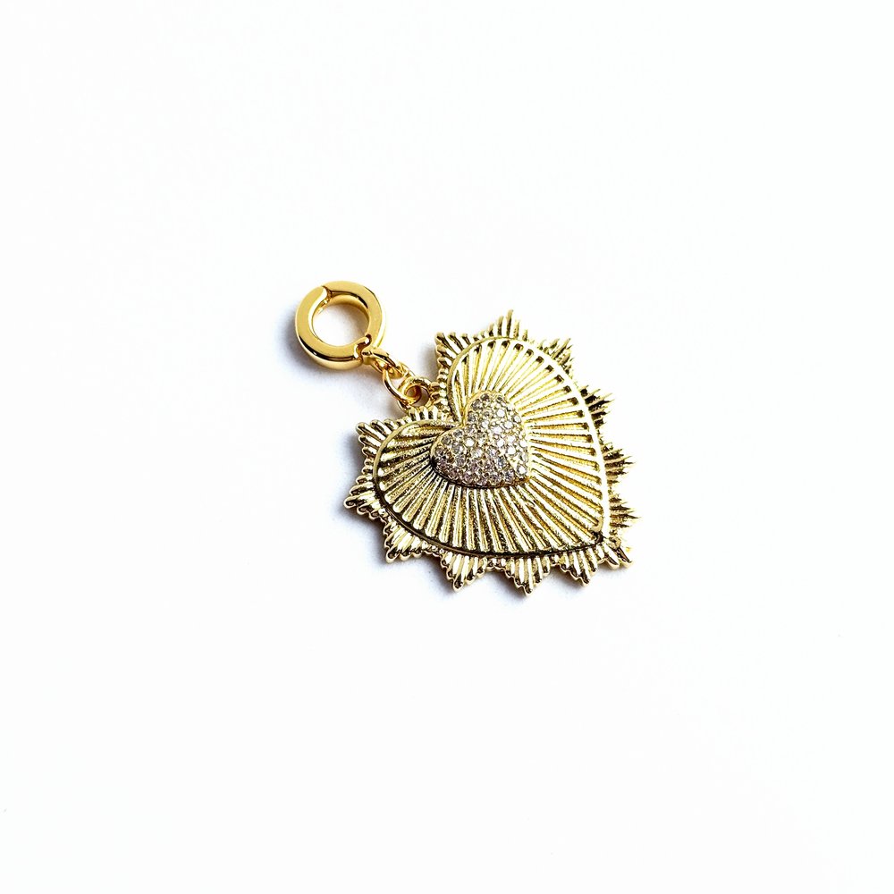 Pavé Heart Burst Lock Charm