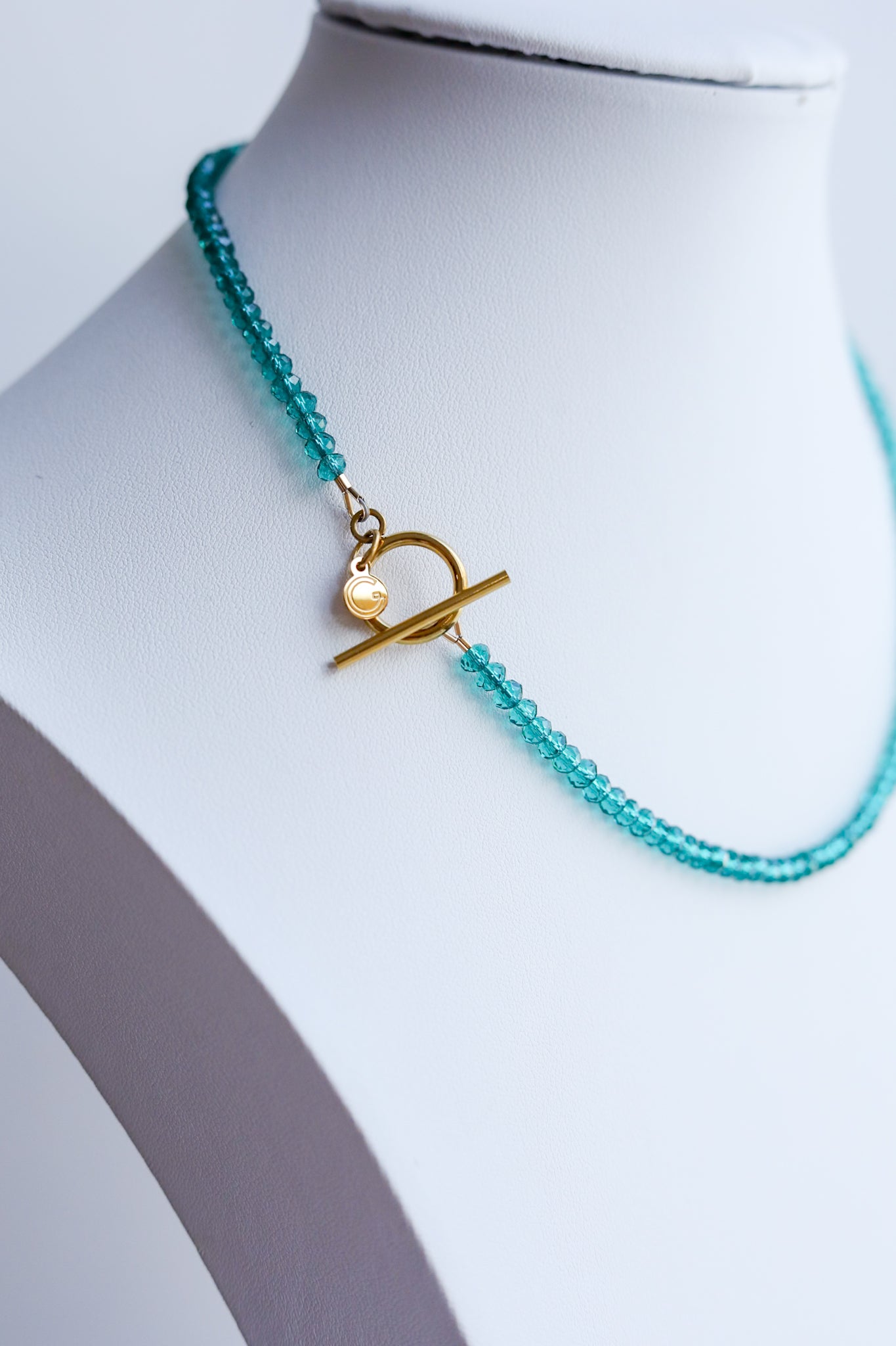 Delicate Blue Crystal Toggle Necklaces